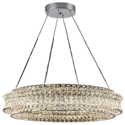 Albano Vercellese | Chic Chrome/Gold Creative Round Crystal Chandelier, Chrome, 1 Ring Large - Dia39.4xh6.7" / Dia100xh17.7cm, Warm LightBy Miron Demid LLC