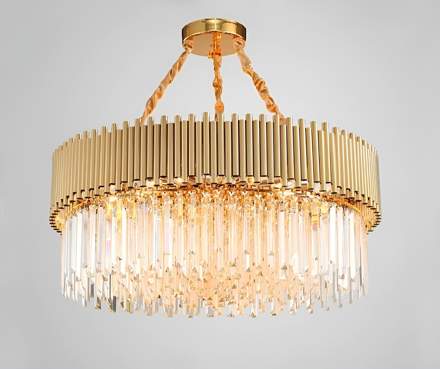 La Neuveville | Drum Gold Crystal Chandelier for Bedroom, 39.4", Cool LightBy Miron Demid LLC