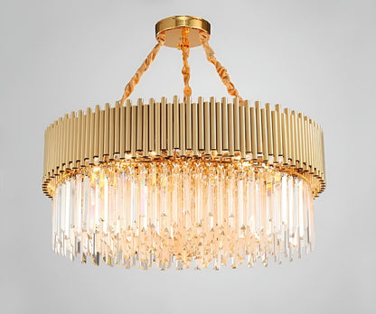 La Neuveville | Drum Gold Crystal Chandelier for Bedroom, 39.4", Cool LightBy Miron Demid LLC