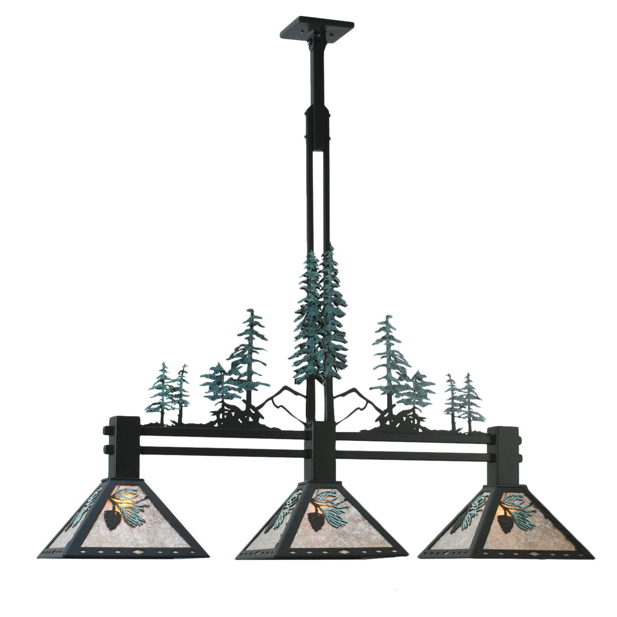 46" L Winter Pine Tall Pines 3 Lt Pool Table Lights