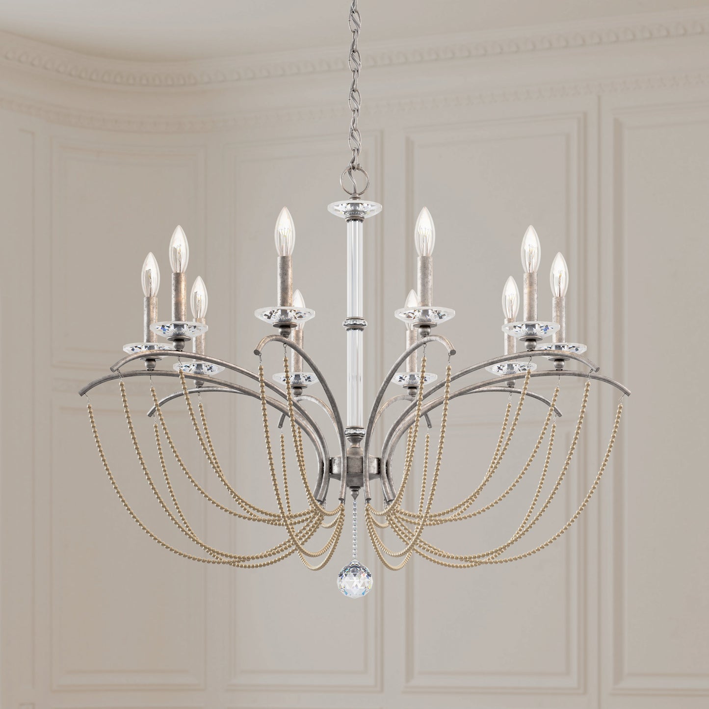 Schonbek Bc7110N-48Pbz 10 Light Crystal Chandelier, Antique SilverBy Schonbek