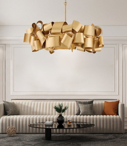 Zelo Surrigone | Postmodern Creative Gray/Gold Iron Chandelier, Copper, 31.5"By Miron Demid LLC