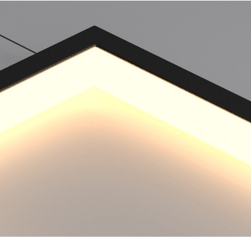 Lavagna | Ultramodern Rectangle Hanging LED Chandelier, Black, 3 Lights (H157.5"), Warm Light, Non-DimmableBy Miron Demid LLC