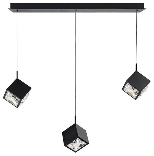 dweLED Ice Cube 3-Light Linear Multi LED Pendant 27-30-35-40K, BlackBy WAC Lighting