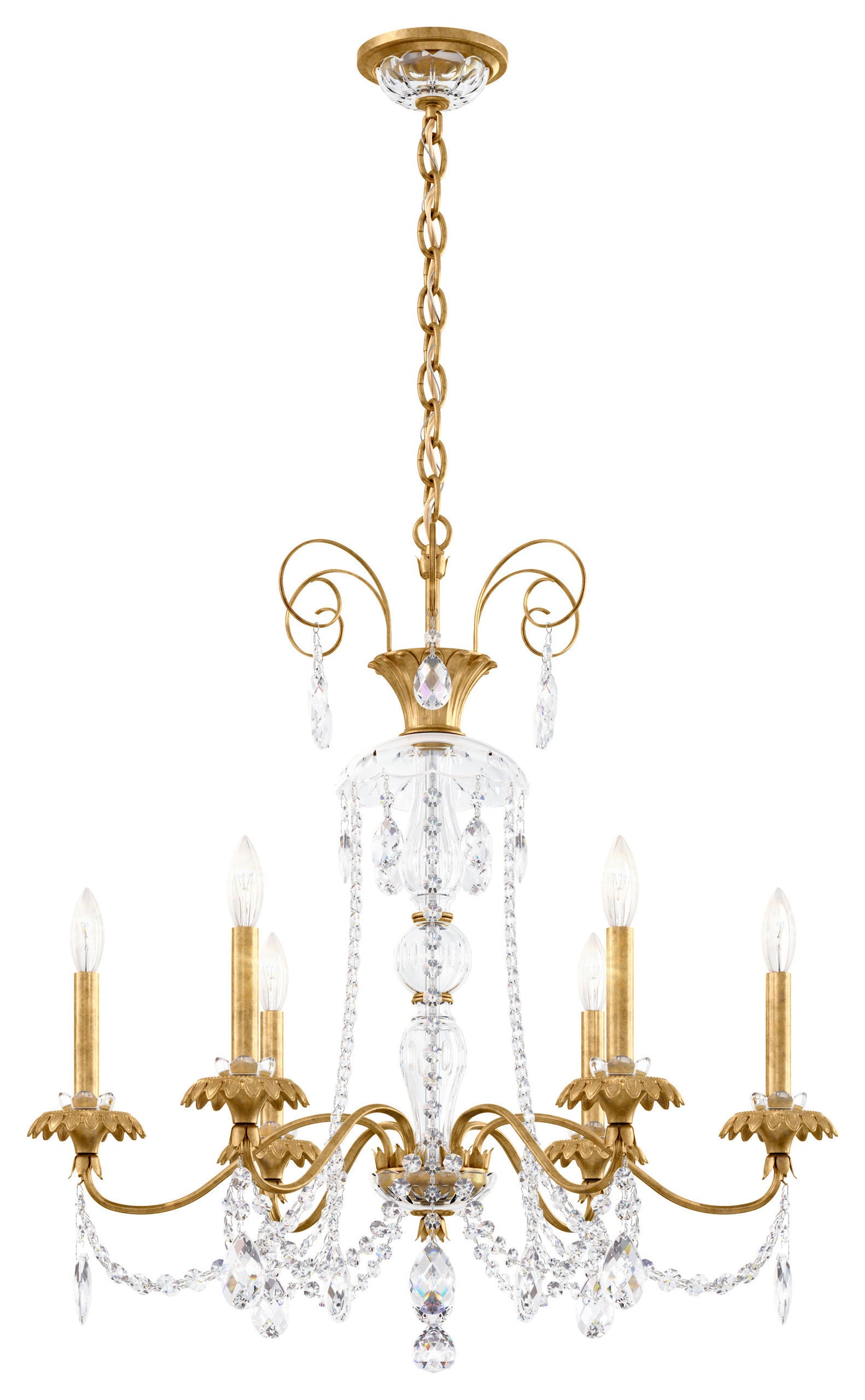Schonbek At1006N-22H 6 Light Crystal Chandelier, Heirloom GoldBy Schonbek