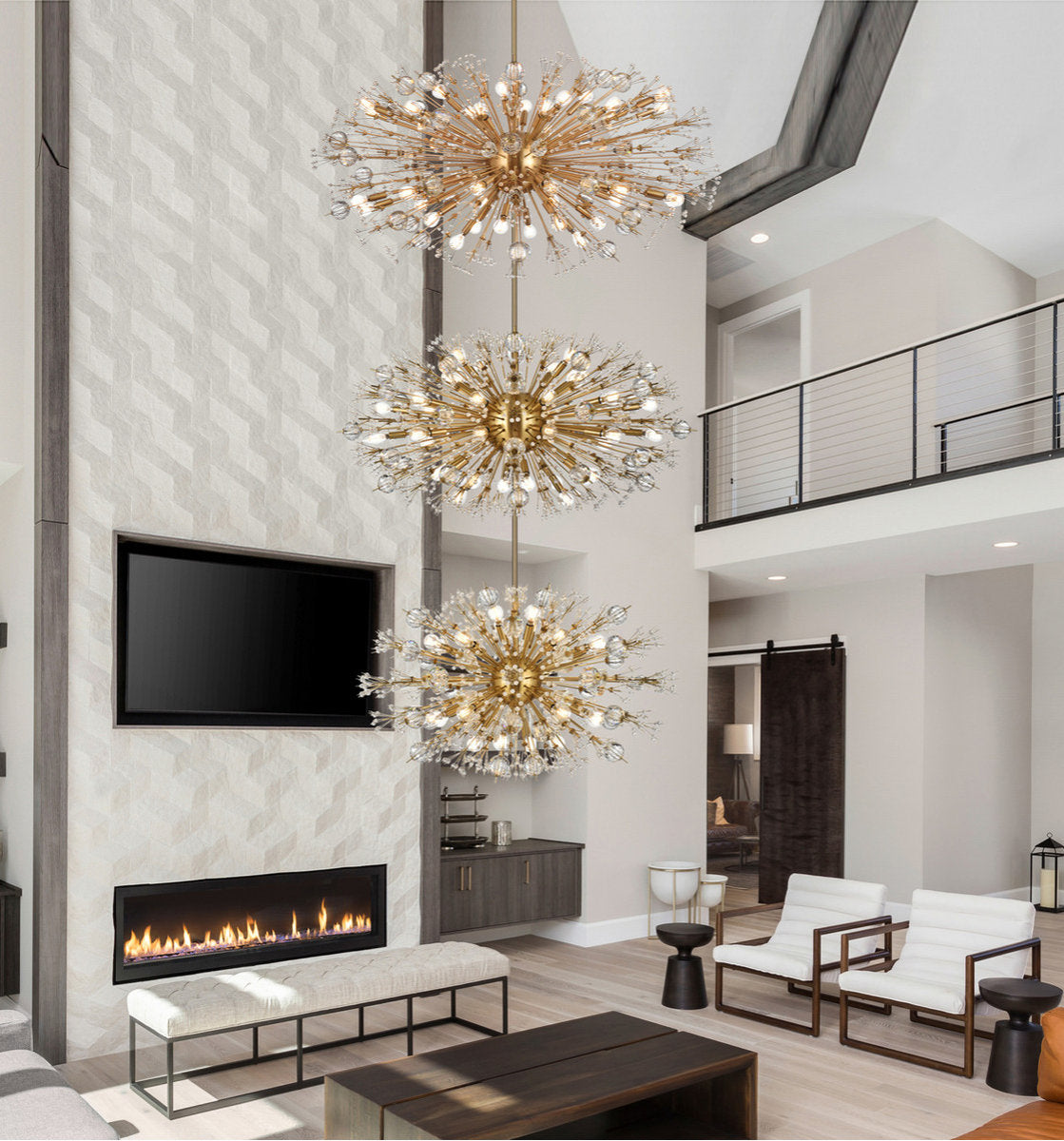 Elegant Lighting 50" Three Tiers Crystal Starburst ChandelierBy Elegant Furniture & Lighting