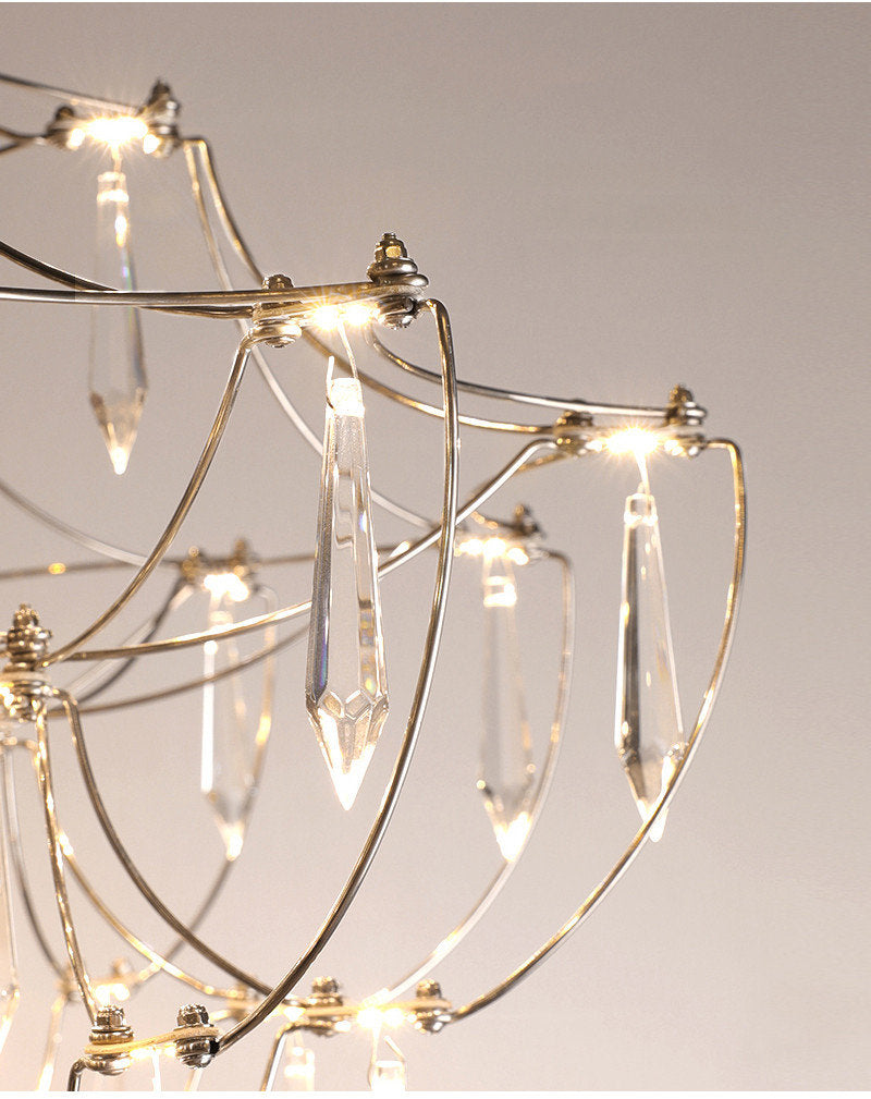 Cube Design Crystal LED Chandelier for Living Room, Bedroom, Gold, Dia39.4xh39.4", Warm Light, DimmableBy Miron Demid LLC