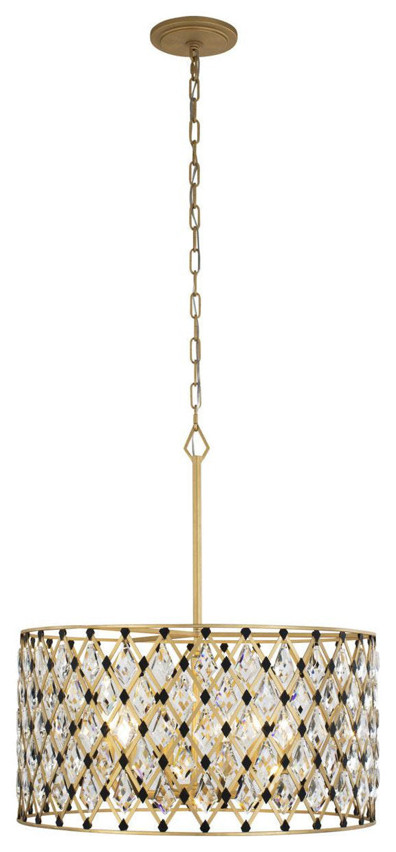 Windsor 6 Light Pendant, French Gold and Matte BlackBy Varaluz