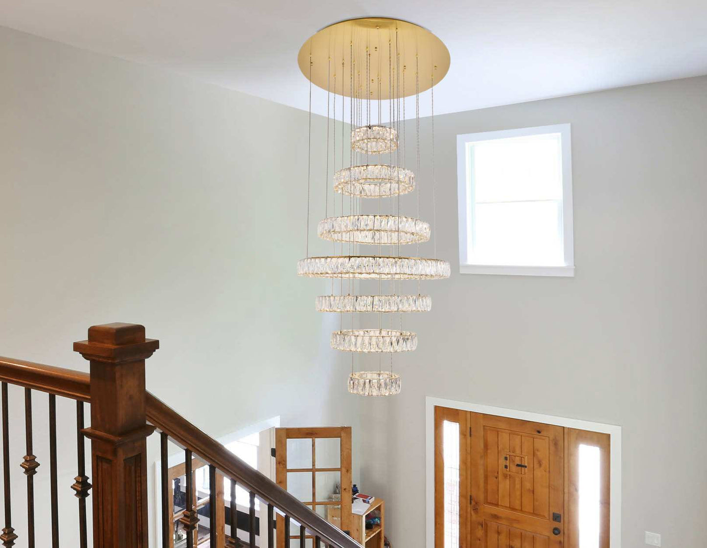 Elegant Lighting 3503G34 Monroe 7 Light 34"W LED Crystal Ring - ChromeBy Elegant Furniture & Lighting