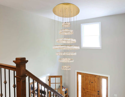 Elegant Lighting 3503G34 Monroe 7 Light 34"W LED Crystal Ring - ChromeBy Elegant Furniture & Lighting