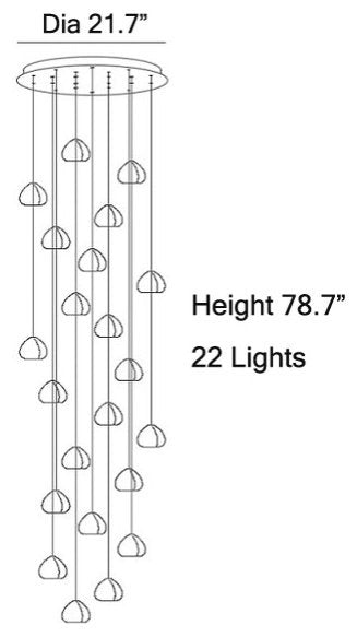 Cernobbio | Staircase Hanging Crystal Lamp, 22 Lights, Cool LightBy Miron Demid LLC