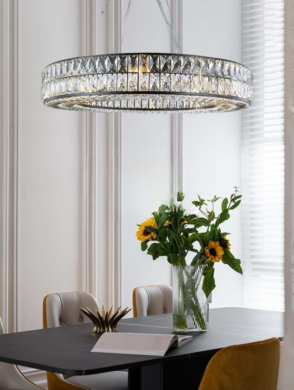 Inzago | Luxury Hanging Black Crystal Chandelier For Living Room, Dining Room, Dia31.5xh4.7", Cool Light, Non-DimmableBy Miron Demid LLC