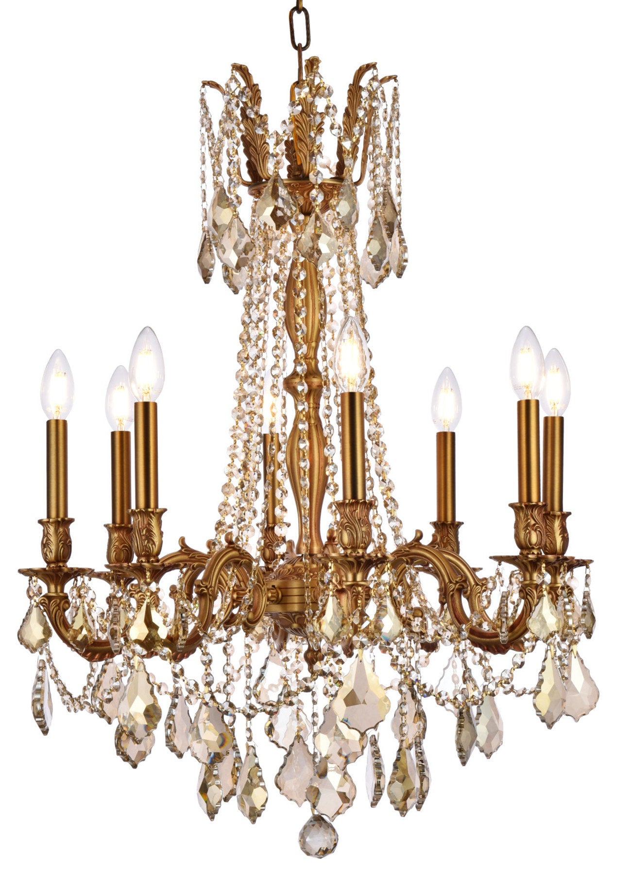 Elegant Lighting 9208D24-GT/RC Rosalia 8 Light 24"W Crystal - French GoldBy Elegant Furniture & Lighting