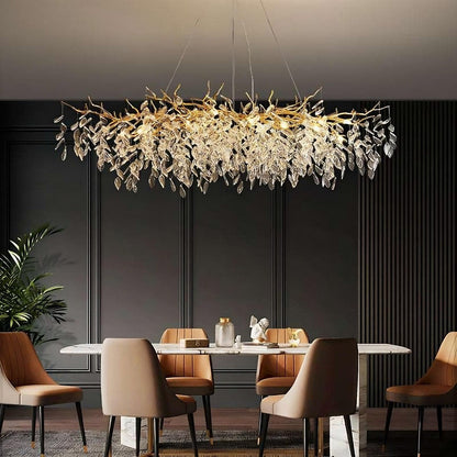 Albero Collection Crystal Chandelier, L63"xW20"xH17"By Morsale.com