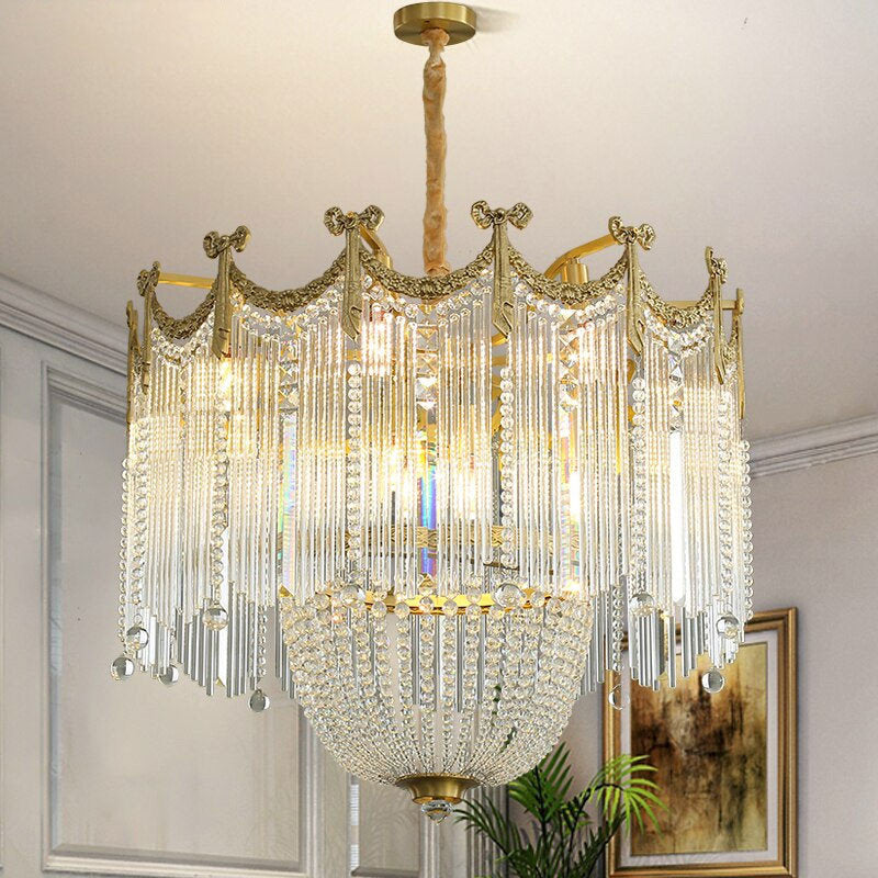 Imperia | Gorgeous Crystal Copper LED Chandelier for Dining Room, Bedroom, Dia29.5xh20.5"By Miron Demid LLC