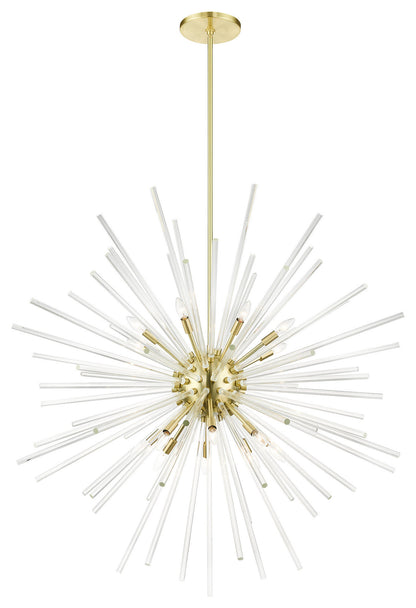 Satin Brass Sparkling, Mid Century Modern, Foyer Pendant ChandelierBy Livex Lighting Inc.