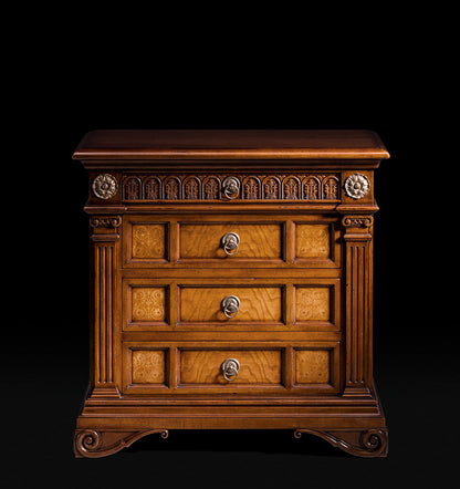 4 - Drawer Solid Wood Nightstand in Brown