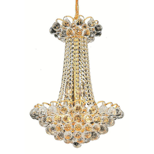 Godiva Gold Nine-Light 16-Inch Chandelier with Elegant Cut Clear Crystal