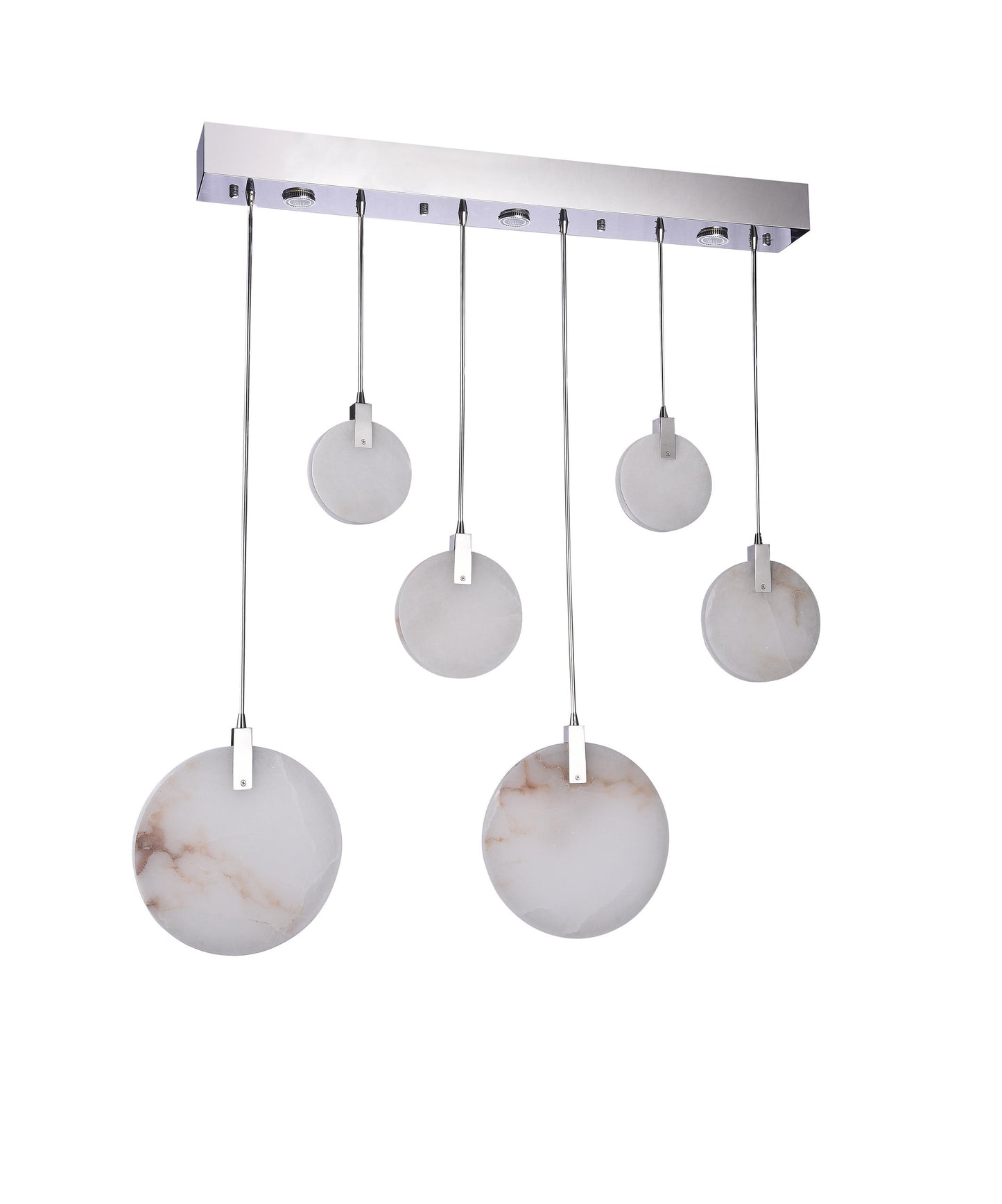 Modern Spanish Marble Linear Chandelier, ChromeBy Design Living