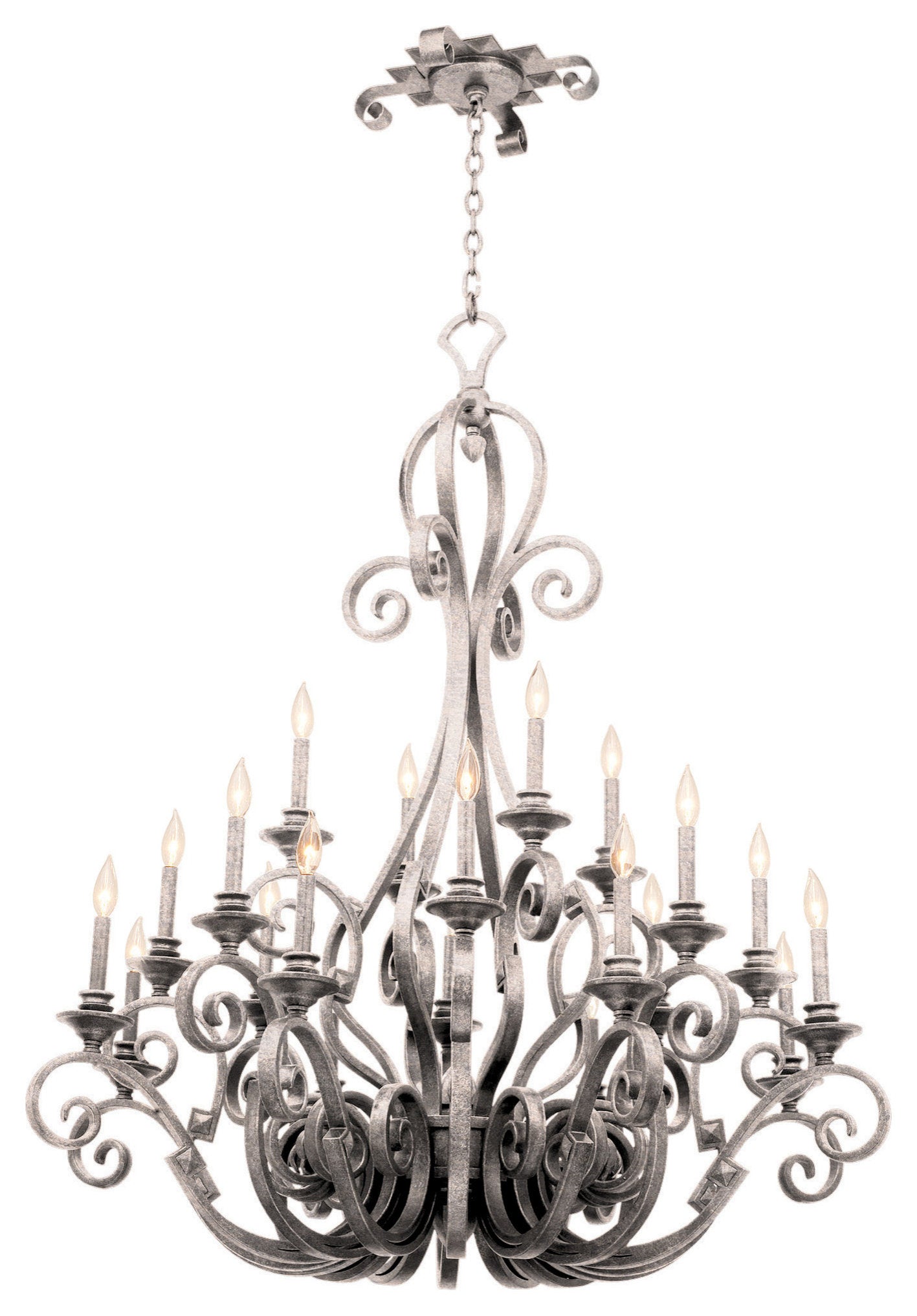 Ibiza 20-Light Chandelier, Pearl Silver, Mica Fabric ShadeBy KALCO LIGHTING