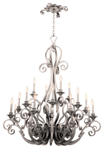 Ibiza 20-Light Chandelier, Pearl Silver, Mica Fabric ShadeBy KALCO LIGHTING