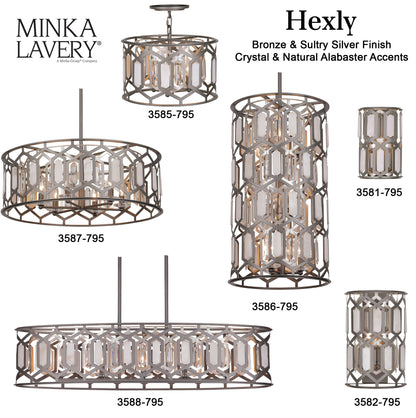 Minka Lavery 3586 Hexly 9 Light 16"W Crystal Pendant - CoalBy Minka Aire