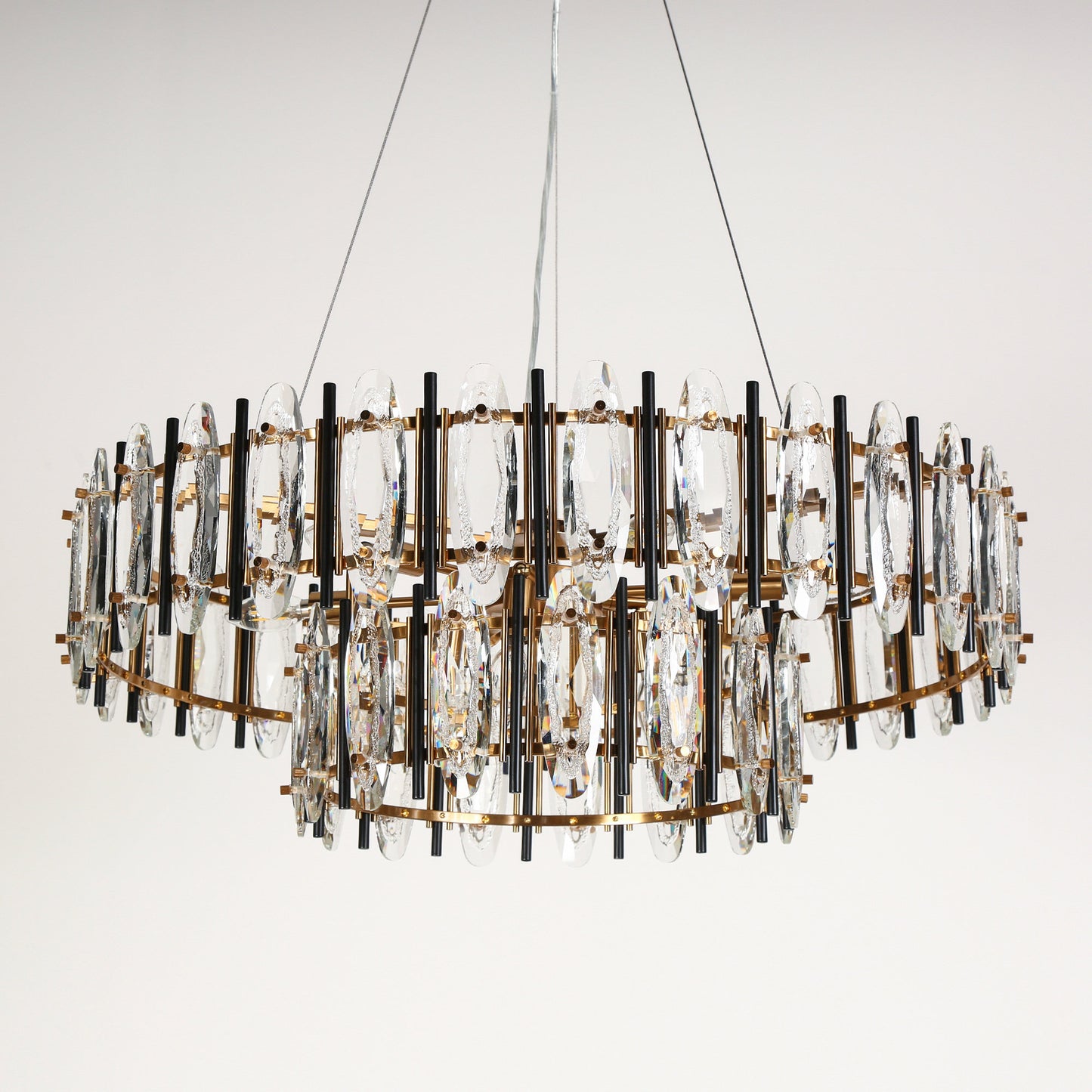 LNC Noctiflorous Gold Modern Tiered Crystal Lighting Fixture, 2-Tier ChandelierBy LNC