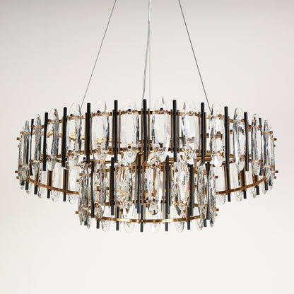 LNC Noctiflorous Gold Modern Tiered Crystal Lighting Fixture, 2-Tier ChandelierBy LNC