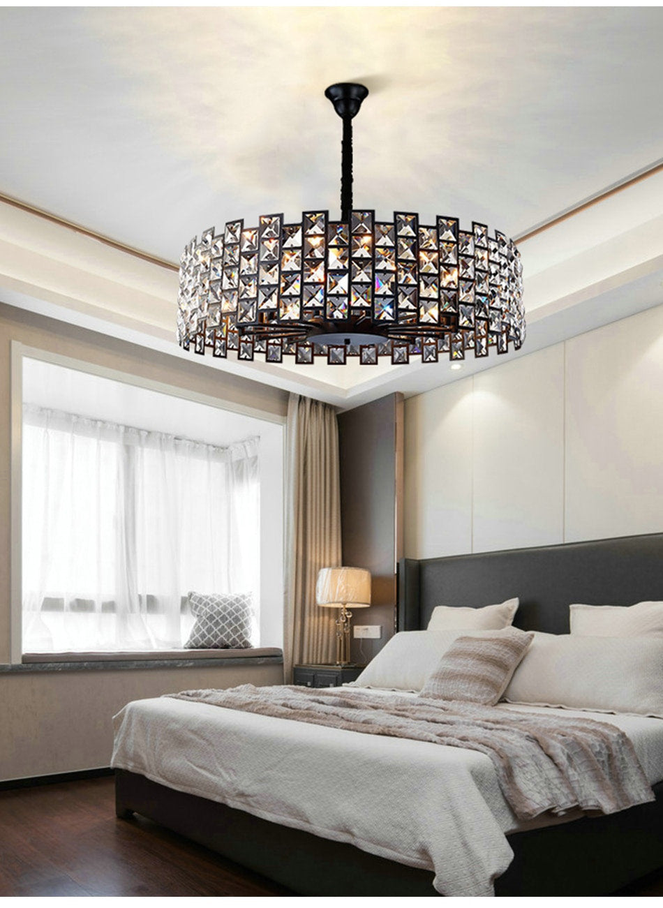 Black crystal lamp for modern living room, bedroom, kitchen., 31.5''By Miron Demid LLC
