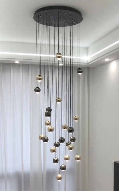 MIRODEMI? Laigueglia | Crystal LED Chandelier with Hanging Balls, Black + Gold, 24 Lights, Cool Light, DimmableBy Miron Demid LLC