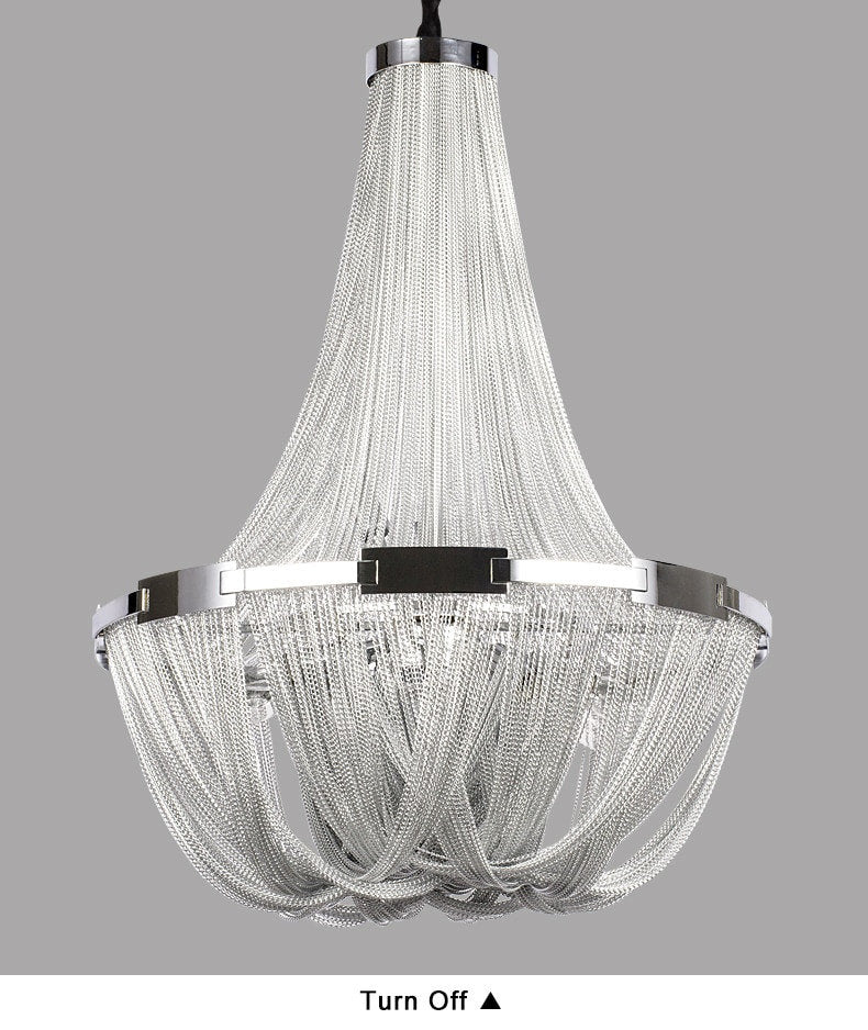 La Louviere | Silver Chain Chandelier for Living Room, 35,4"By Miron Demid LLC