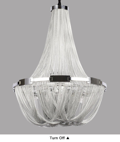 La Louviere | Silver Chain Chandelier for Living Room, 35,4"By Miron Demid LLC
