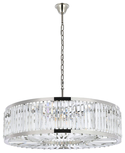 Elegant Lighting 1203G43/RC Chelsea 10 Light 44"W Crystal Drum - Matte BlackBy Elegant Furniture & Lighting