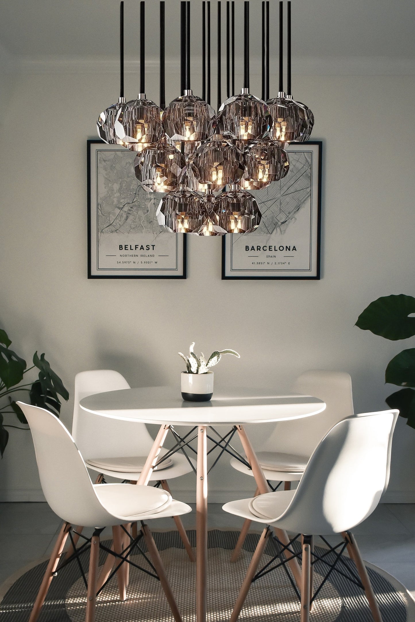 MIRODEMI? Consegudes | Round Grey LED Cut Crystal Ceiling Chandelier, Nickel Finish, 23 LightsBy Miron Demid LLC