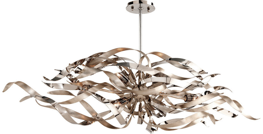 Graffitti Island Pendant, Silver Leaf and Polished Stainless FinishBy Corbett Lighting