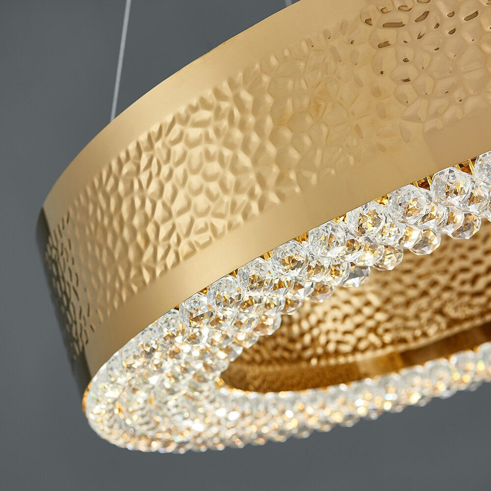 Premium Gold Plated Crystal Ring Chandelier, Diameter 40"By MORSALE