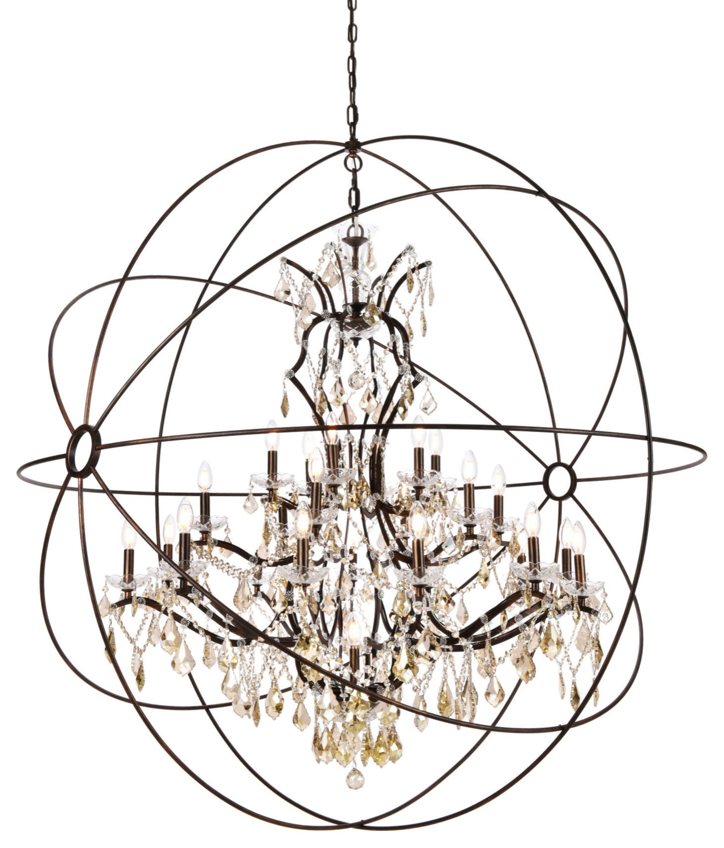 Elegant Lighting 1130G60/RC Geneva 25 Light 60"W Crystal - Dark BronzeBy Elegant Furniture & Lighting