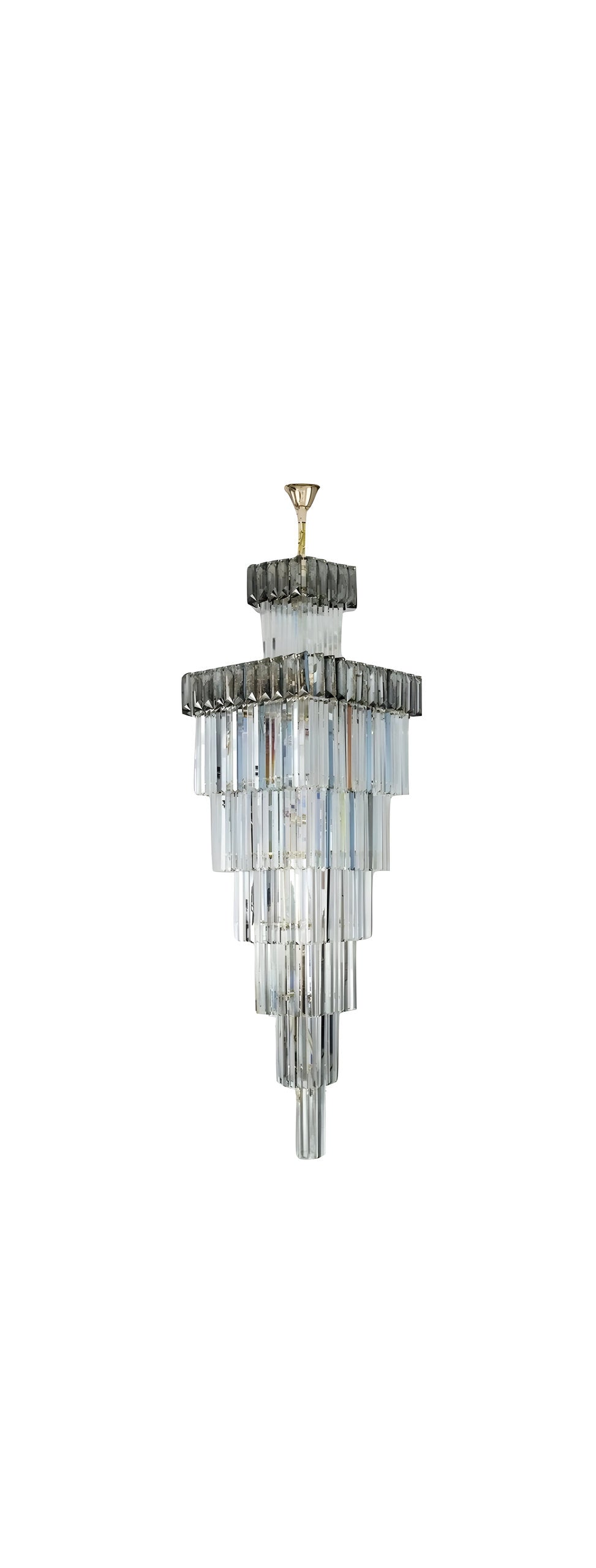 Beuil | High-end Villa Staircase Square Crystal Chandelier, Smoke Gray, H98.4"By Miron Demid LLC