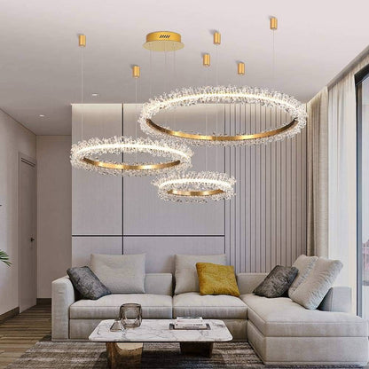 Versoix | Creative Crystal LED Pendant Light in the Shape of Rings, Dia15.7+23.6+31.5", Cool LightBy Miron Demid LLC