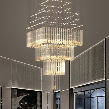 Tourrette-Levens | Modern Crystal LED Ceiling Chandelier with Square Base, 13 Lights, Warm LightBy Miron Demid LLC