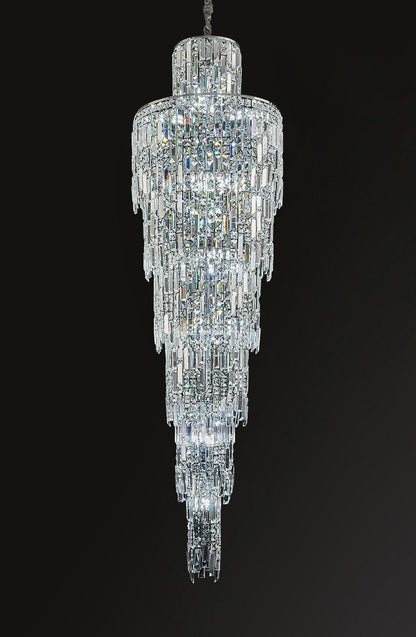 Moneglia | Chic Long Spiral Crystal Pendant Chandelier, Chrome, H137.8"By Miron Demid LLC