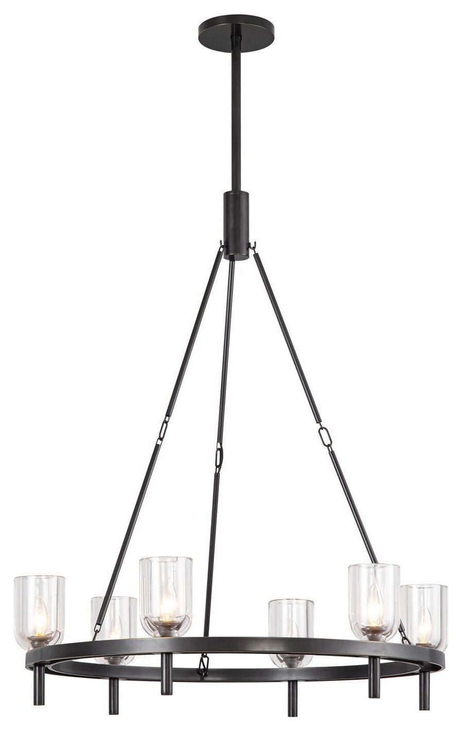 Lucian 32" Chandelier, 6 x 60W, E12, Urban Bronze/Clear CrystalBy Kuzco Lighting LLC