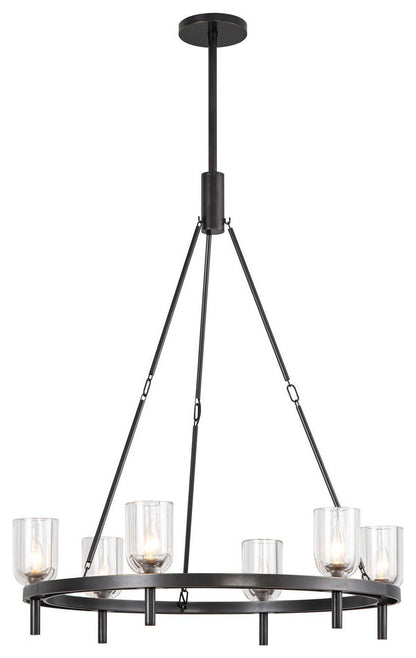 Lucian 32" Chandelier, 6 x 60W, E12, Urban Bronze/Clear CrystalBy Kuzco Lighting LLC