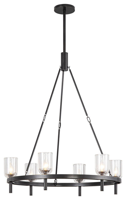 Lucian 32" Chandelier, 6 x 60W, E12, Urban Bronze/Clear CrystalBy Kuzco Lighting LLC