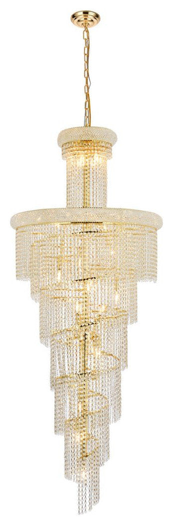 Elegant Lighting V1800SR30/RC Spiral 28 Light 30"W Crystal - GoldBy Elegant Furniture & Lighting