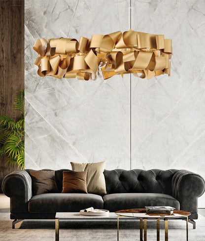 Zelo Surrigone | Postmodern Creative Gray/Gold Iron Chandelier, Copper, 31.5"By Miron Demid LLC