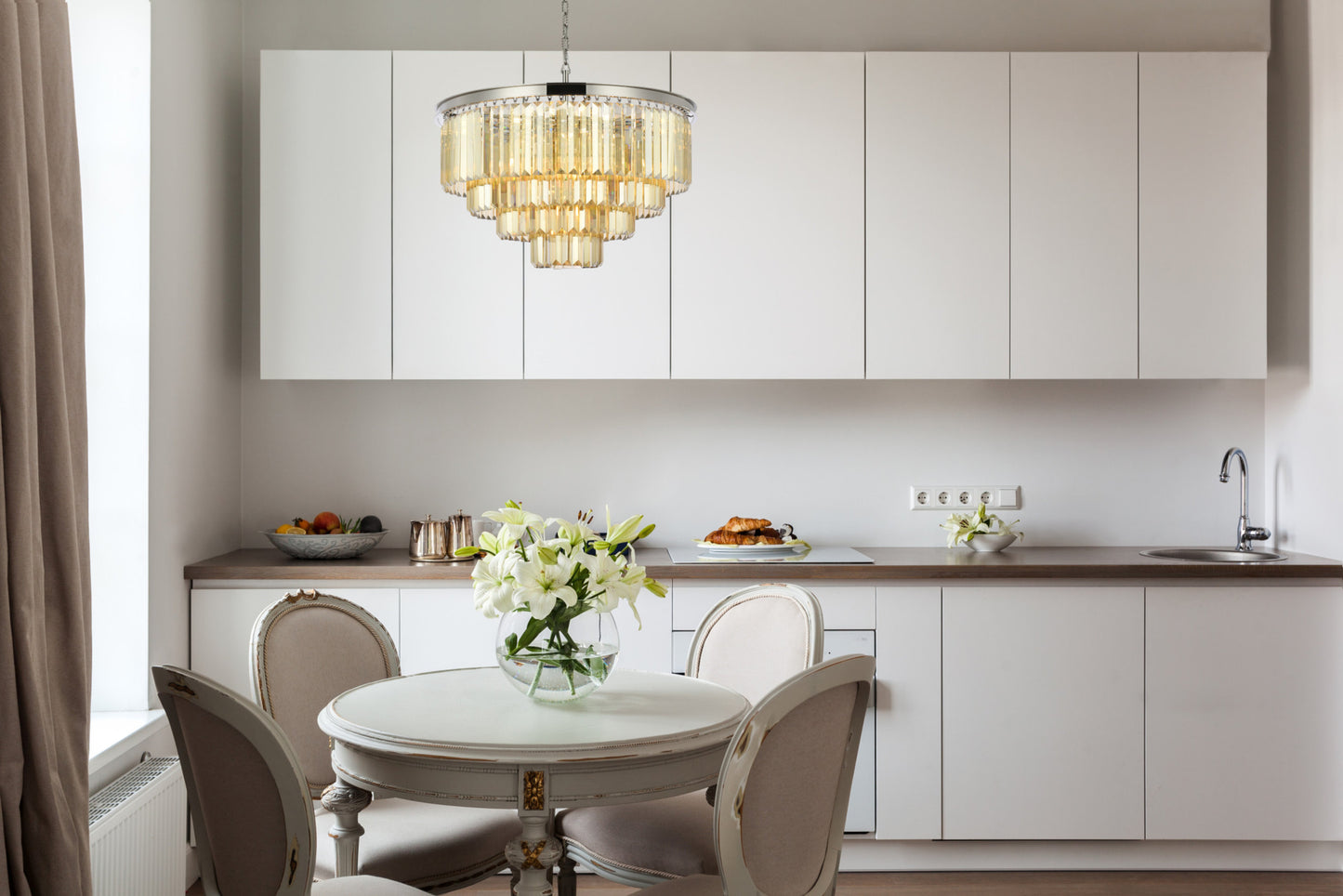 Elegant Lighting 1231D32-GT/RC Sydney 17 Light 32"W Crystal - Matte BlackBy Elegant Furniture & Lighting