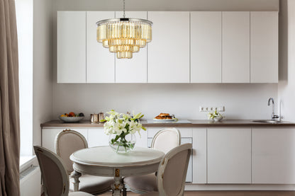 Elegant Lighting 1231D32-GT/RC Sydney 17 Light 32"W Crystal - Matte BlackBy Elegant Furniture & Lighting