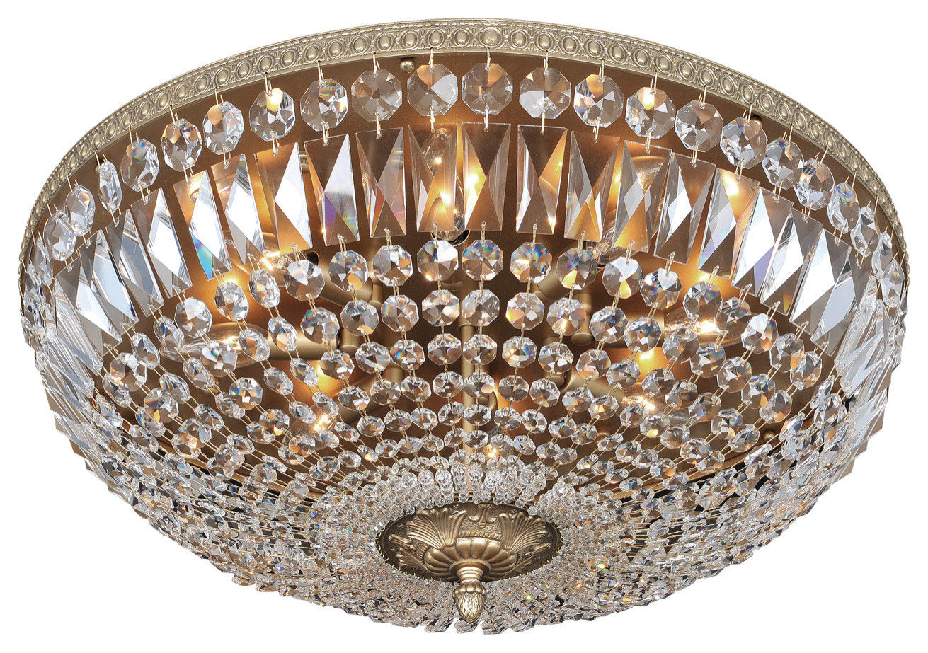 Lemire 24x10in 8 Lt Traditional Flush by Allegri, Antique GoldBy Allegri Crystal by Kalco Lighting