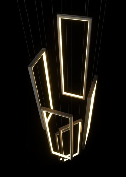 Lavagna | Ultramodern Rectangle Hanging LED Chandelier, Black, 6 Lights (H196.9"), Cool Light, Non-DimmableBy Miron Demid LLC